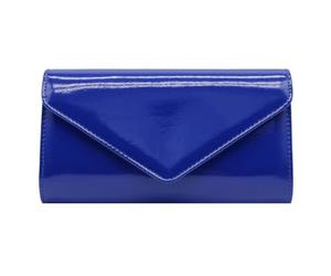 Finecy In Glossy Envelope Clutch Bag With Detachable Chain Strap, Lovely Clutch for Wedding Bridal Prom Cocktail Party Ladies Evening Bag for Women New (Royal Blue)