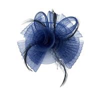 Finecy In NEW Women Flower Feather Headpiece Fascinator Headband Clip Mesh Wedding Party Royal Ascot Navy