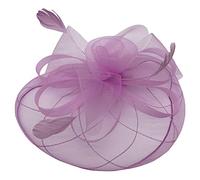 Finecy In New Women Ladies Feather Flower Fascinator Headband Hat Wedding Prom Day Royal Ascot Races Light Purple