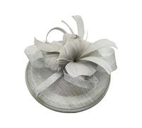 Finecy In New Women Ladies Feather Pillbox Fascinator Headband Wedding Royal Ascot Formal Race (Light Grey)