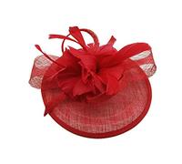Finecy In New Women Ladies Feather Pillbox Fascinator Headband Wedding Royal Ascot Formal Race (Red)