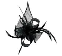 Finecy In New Women Ladies Small Feather Flower Hair Hat Fascinator Clip Pin Party Wedding Royal Ascot Race Black, 13cm x 10cm