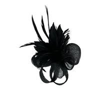 Finecy In New Women Ladies Small Flower Feather Fascinator Brooch Clip Party Royal Ascot Wedding Race Black