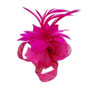 Finecy In New Women Ladies Small Flower Feather Fascinator Brooch Clip Party Royal Ascot Wedding Race Fuschia