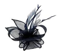 Finecy In NEW Women Small Flower Feather Disc Fascinator Brooch Clip Party Royal Ascot Wedding Race Navy