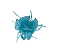 Finecy In - Small Fascinator for Weddings Women's Races Ladies Day Royal Ascot Peony Flower & Feathers Style UK Turquoise