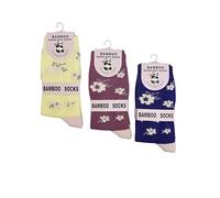 Finecy In Women’s Colourful Gift Box Bamboo Socks - 3 Pairs Cute Patterned Socks in Box - Animal, Fruit & Floral Designs - Gift for Her, Birthday, Christmas or Mother’s Day (White Flowers)
