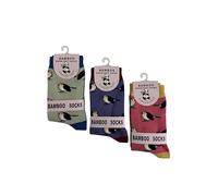Finecy In Women’s Colourful Gift Box Bamboo Socks - 3 Pairs Cute Patterned Socks in Box - Animal, Fruit & Floral Designs - Gift for Her, Birthday, Christmas or Mother’s Day (Robin Birds)