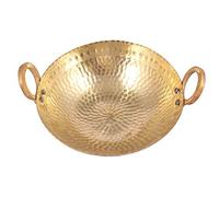 FINEDEAL Pure Brass (Pital) Hand Made Heavy Hammered Kadhai Kadai Cheenachatti for Cooking 3000 ml Brass