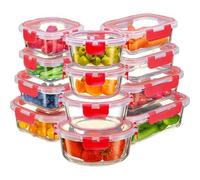 FineDine - Glass Storage Containers with Lids, 24 Piece, Leakproof, Dishwasher Safe, Food Storage Containers for Meal Prep or Leftovers,