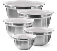 FineDine Mixing Bowls Set , 10 Piece Set ,(5 Bowls +5 Lids) Stainless Steel