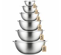 FineDine Mixing Bowls Set - 6-Piece, Easy-Grip, Stainless Steel Mixing Bowls for Baking, Cooking, Salad & Food Prep - Large, Medium and Small Metal Nesting Bowls