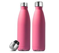 FineDine Triple Insulated Stainless Steel Water Bottle (Set of 2) 500ml Insulated Water Bottles, 100% Leakproof Travel Bottle Keeps Hot and Cold - BPA-Free Reusable Flask