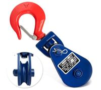 Fineera 2 Ton Snatch Block with Hook, 3" Sheave 3/8" Wire Rope Snatch Block 4400lbs Snatch Pulley for Rollback Wrecker Car Hauler Winch Recovery Tow Trucks