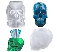 FineGood 2 Pcs Skull Resin Moulds, 3D Large Silicone Moulds for Resin DIY Storage Resin Moulds Silicone Epoxy Resin Moulds for Candle Making Makeup Brush Pen Holder