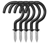 FineGood 25 Pack Cup Hook Ceiling Hooks, Vinyl Coated Screw Hanger for Indoor and Outdoor Use - Black