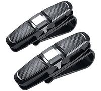 FineGood Glasses Holder for Car Sun Visor Sunglasses with Card Clip Pack of 2 Black