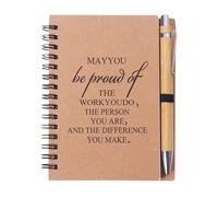 Finehenchi Leaving Gifts for Colleagues Women, Note Pad and Pen Gift Set, Kraft A6 Spiral Notepad with Ballpoint Pen, Inspirational Proud of You Gifts for Teachers Friends Volunteers Employees