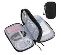 Finehenchi Small Cable Organiser Bag, Double-Layer Electronics Accessories Bag Organiser, Universal Cord and Gadget Storage Bags for Cables Charger Power Bank Earphone USB Drive Hard Disk (Black)
