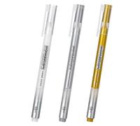 Finehenchi White Gold Silver Gel Pens, 3 Pack 1.0mm Highlighter Pens for Black Paper, DIY Album Hand-Painted Hook Line Ballpoint with Smooth Ink for Sketching, Writing, Scrapbooking, Bullet Journals