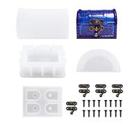 FineInno 1 Set Treasure Chest Silicone Mould Jewelry Box Resin Casting Moulds with Lid Storage Box Epoxy Crystal Mould for DIY Home Decor
