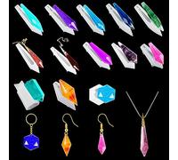 FineInno 13pcs Pendulum Resin Molds Gemstone Silicone Mould Crystals Point Jewellery Casting Molds Necklace Mould DIY Cone Lucky Charm Pendant