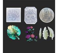 FineInno 3 pcs Plant Resin Moulds for Epoxy,Flower Casting Silicone Moulds,Palm Leaf Resin Mould,Pendent Moulds DIY Craft Jewelry Making Earring Bracelet