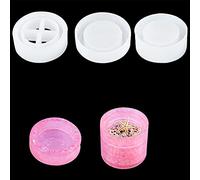 FineInno 3 Pcs Stackable Layers Pot Moulds, Jewelry Box Silicone Moulds with Lid, Round Jar Resin Epoxy Mould for Trinket Container Table Storage Home Decor