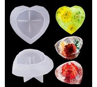 FineInno 3D Diamond Heart Silicone Molds Love Heart Shape Epoxy Resin Casting Mold Geometric Jewelry Resin Casting Moulds for Making Handmade Soap Home Decoration (Diamond Love Mold)