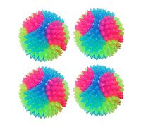 FineInno 4 pcs Light Up Dog Balls Flashing Elastic Ball Glow in The Dark Interactive Pet Toys for Puppy, Cats, Dog (4 pcs stab balls)