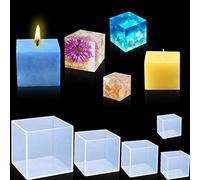 FineInno 5 PCS Geometric Cube Resin Mould Deep Silicone Mould 0.86"/1.3"/1.73"/2.13"/2.52" Square Epoxy Mould for DIY Craft Soap Candle Desktop Decoration (0.86"/1.3"/1.73"/2.13"/2.52")