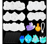 FineInno 5 pcs Shaker Resin Moulds, Quicksand Silicone Moulds with 5 Seal Films, Hollow Epoxy Resin Mould for Charms Pendants Jewelry Making Supplies (Shaker Resin Mould)