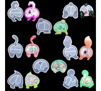 FineInno 8Pcs Kawaii Resin Shaker Mold Silicone Moulds Geometric Quicksand Pendant Mold Resin Casting Mould Epoxy Jewelry with Cat Corgi Fox Duck Butt
