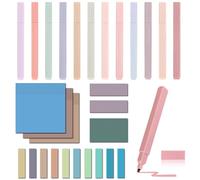 FineInno Book Annotation Kit 800 Sheets Waterproof Transparent Sticky Notes and 12 Pcs Aesthetic Pastel highlighters for annotating Books Annotation tabs for Office (Square)
