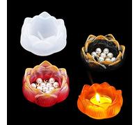 FineInno Candle Holder Resin Moulds Lotus Tealight Holder Silicone Moulds Candlestick Epoxy Moulds Jewelry Trinkets Tray Resin Casting Mould for DIY Crafts