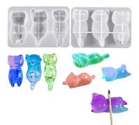 FineInno Cat Pendant Resin Mould 3D Animal Mould for Silicone Casting Craft Penholder Epoxy Crystal Mold for DIY Jewelry Makeup Brush Holder Desk Ornaments