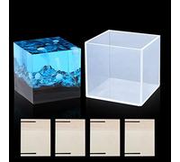 FineInno Cube Silicone Moulds for Resin Geometric 3.35" Square Epoxy Mould Large & Deep Resin Mould for Flowers Preservation Insect Specimen DIY Craft