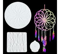 FineInno Dream Catcher Resin Mould Kit, Feather Moulds Silicone, Wind Chimes Resin Epoxy Moulds for Earring Pendant Jewelry Making Wall Hanging
