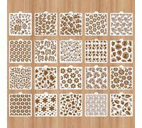 FineInno Floral Cake Stencils Decorating, Cake Decorating Supplies Kit with 20 Different Designs, Cookie Stencil Suitable for Many Cakes and Bread Baking Projects(Floral)