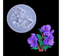 FineInno Flower Fondant Mould Silicone, Violet Resin Epoxy Mold, Chocolate Candy Baking Mould, Cake Decorating Mould for Soap Candle Wax Melts, Jelly Sugar Craft (Violet)