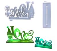 FineInno Photo Frame Resin Mould, Heart Shape Picture Frames Silicone Moulds with Base, Epoxy Resin Love Moulds for DIY Mother's Day Gifts Home Decor (Love Sign)