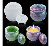 FineInno Resin Jar Mold Storage Jar Resin Casting Mould with Lid Bottle Epoxy Moulds Jewellery Box Silicone Mold DIY Craft Mold for Candle Holder Candy Container