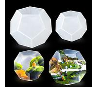 FineInno Sphere Silicone Resin Multi Faceted Molds Casting Paperweight Ornament Epoxy Diamond Gemstone DIY Candle Wax Soap Round Ball Centerpiece Bath Bomb (2 Pcs Sphere Mold)