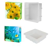 FineInno Square Resin Mould, Large Cube Silicone Mould for Candle Soap Making, Resin Epoxy Casting Moulds for DIY Bookends, Paperweight, Dried Flower/Insect Specimen