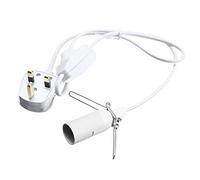 FINELED Himalayan Salt Lamp Cord with Dimmer Switch,E14 SES Black UK Plug Light Bulb Holder with Spring Clips for Salt Desk Table Lamps (White)