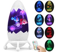 FineLiMoLa Dinosaur Egg Night Light -Glowing Jellyfish & Fish Table lamp with Cracked Design,USB Powered Jumbo Dinosaur Egg Jelly Fish Light with Remote Controlfor Kids Room Decor,Gift for Boys Girls