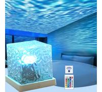 FineLiMoLa Ocean Wave Aurora Projector Lamp, Remote Control Night Light, 16 Colors Rotating