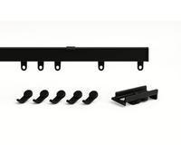 Fineline Curtain Track Ceiling Mounted Heavy Duty Aluminium Bendable Curtain Rails Tracks Set With 40mm Top (Ceiling) Fix Support (Black, 300cm)