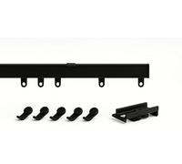 Fineline Curtain Track White Ceiling Mounted Heavy Duty Aluminium Bendable Curtain Rails Tracks Set With 40mm Top (Ceiling) Fix Support (Black, 480cm)