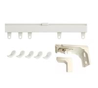 Fineline Curtain Track White Wall Mounted Heavy Duty Aluminium Bendable Curtain Rails Tracks Set With 60mm Face (Wall) Fix Pro Supports Brackets (300 cm)